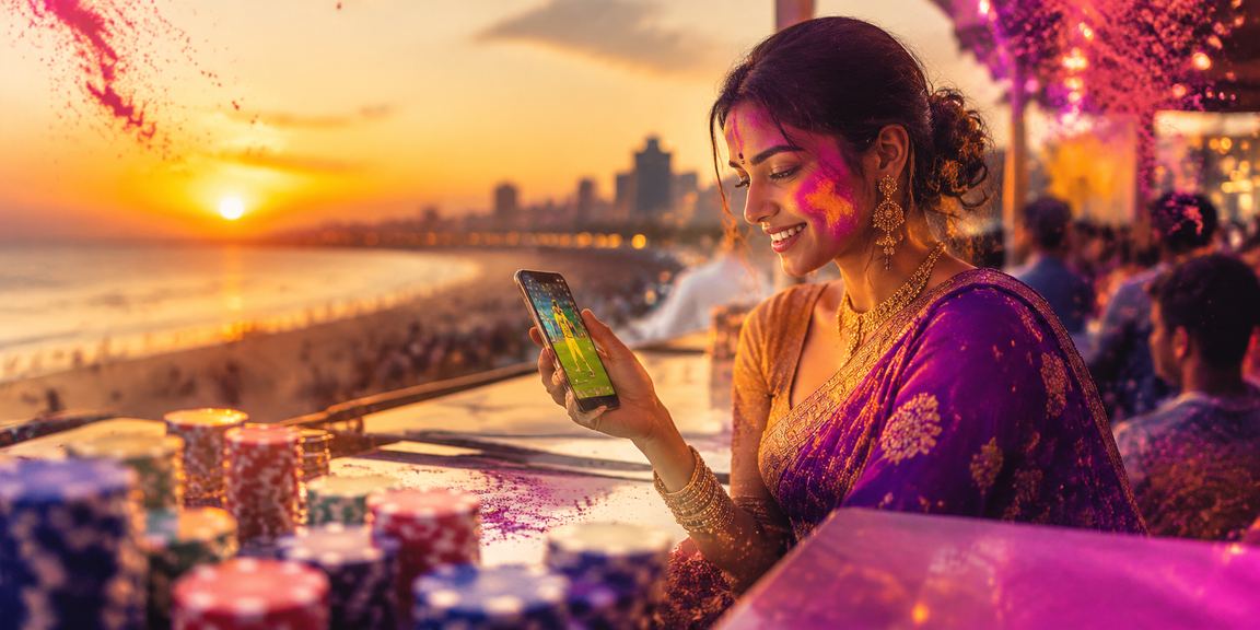Cricket fan celebrating Holi festival in Chennai with bets